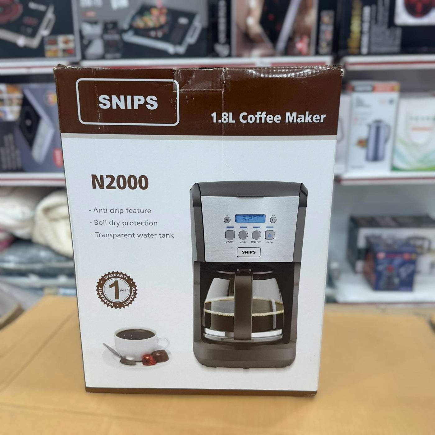 Imported Snips 1.8L Black Coffee Maker