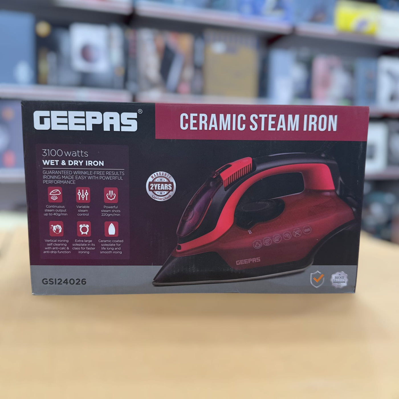 GEEPAS 3100W Ceramic Steam Iron-24026