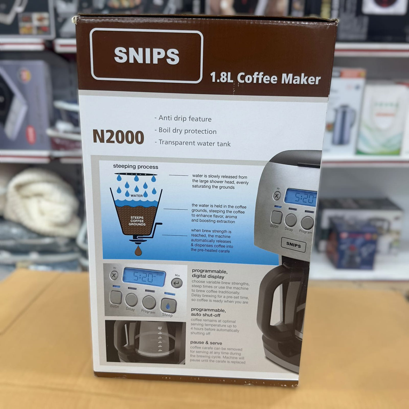 Imported Snips 1.8L Black Coffee Maker