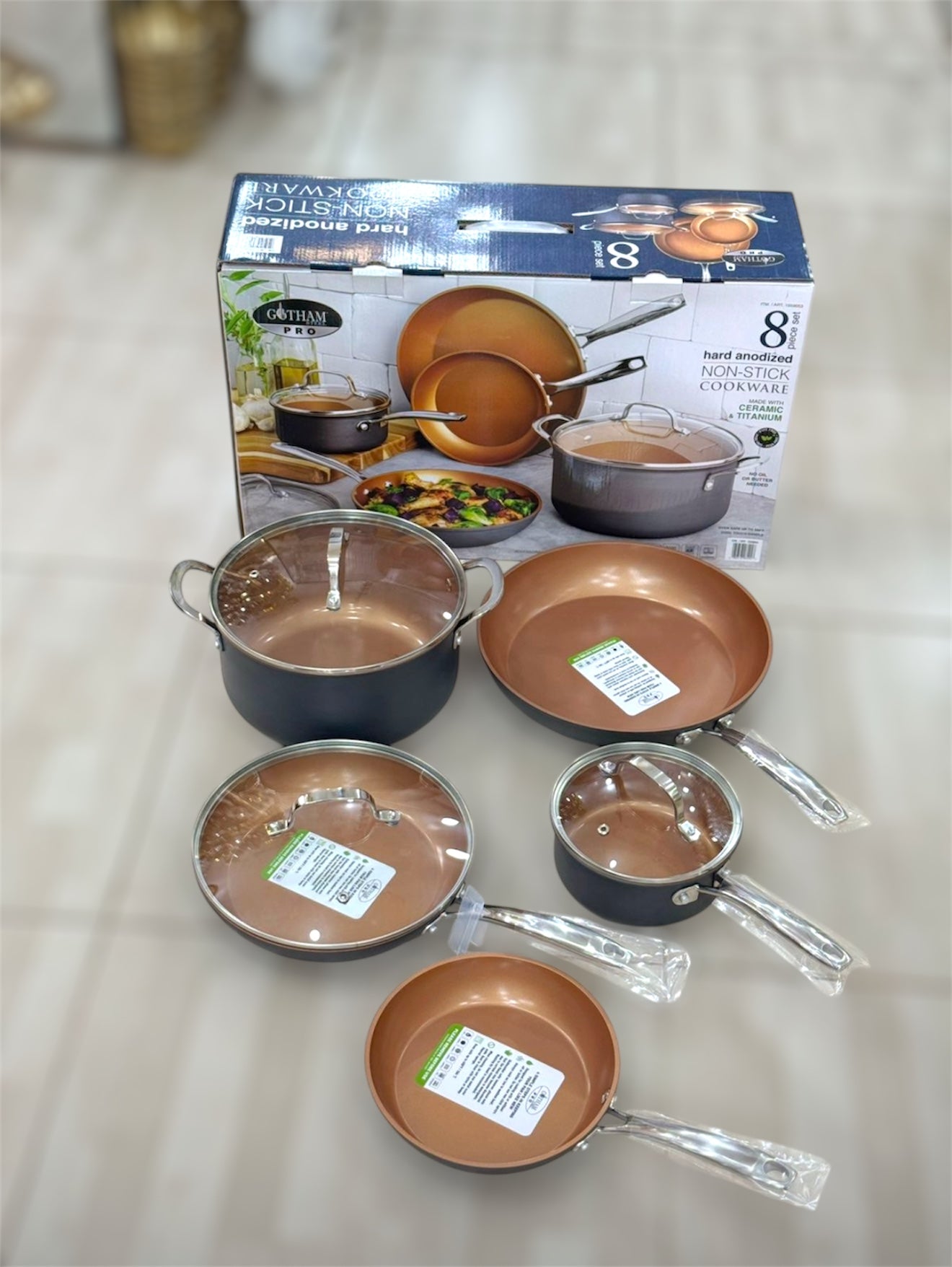 USA Lot 8 Pcs Gotham Pro Hard Anodized Cookware Set