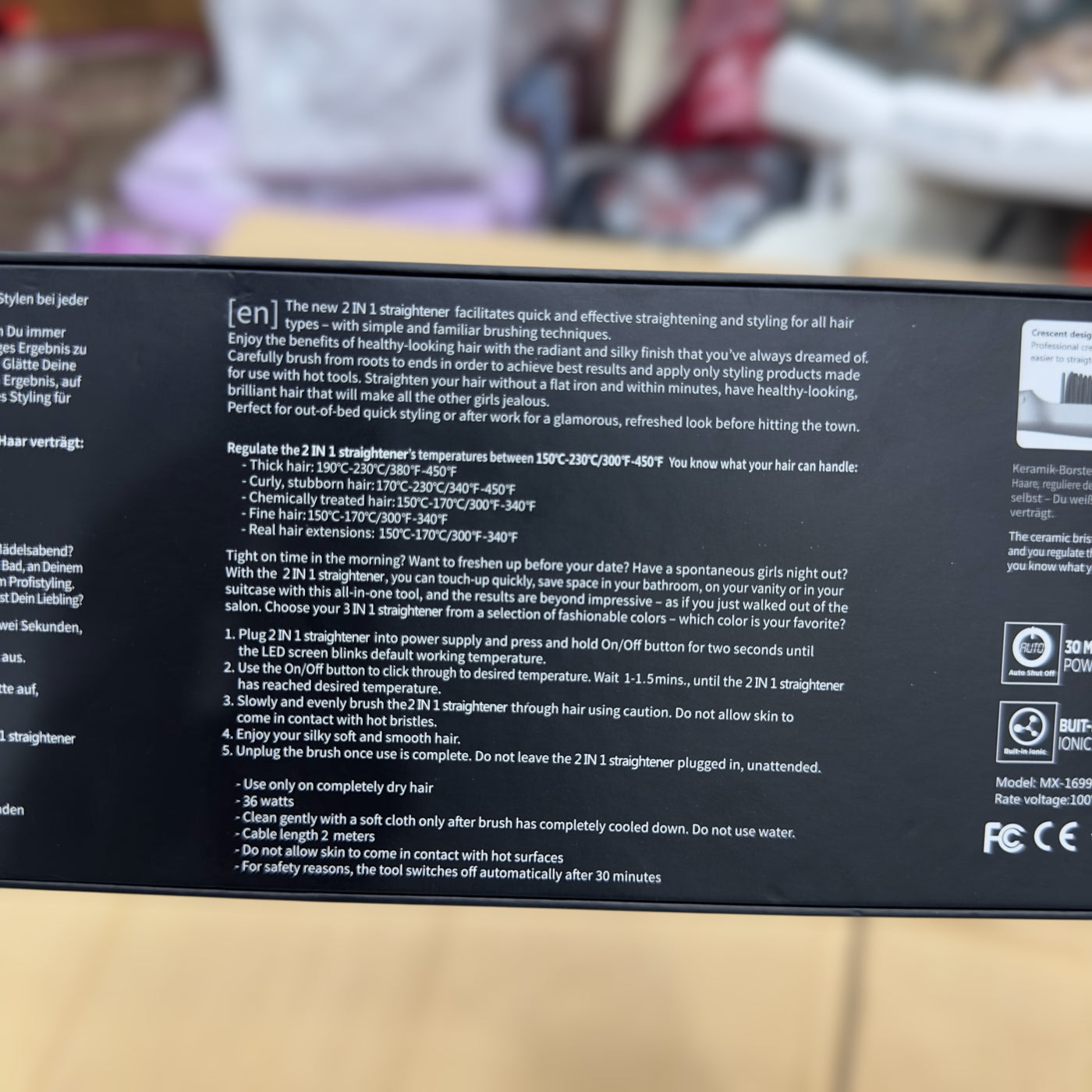 2 in 1 MCH Heating Ionic Straightener Brush