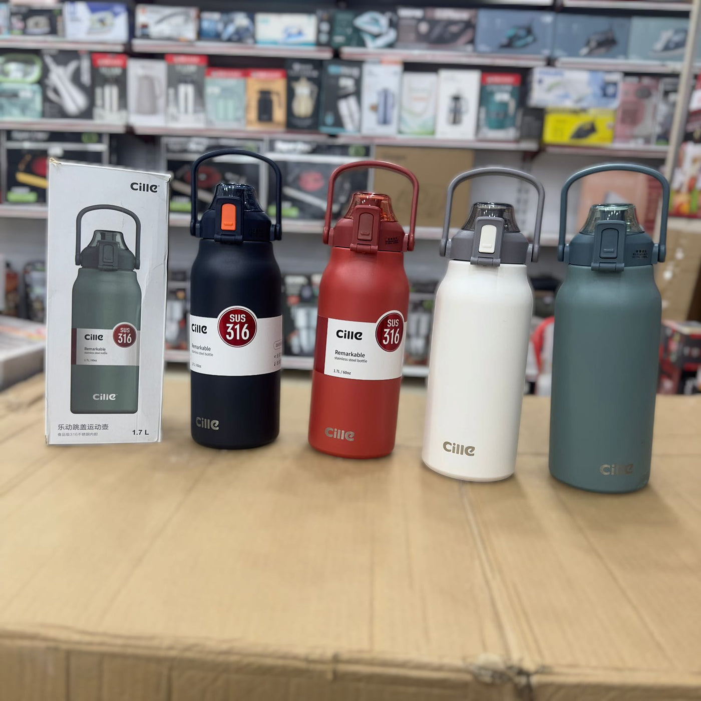 Imported Cille Remarkable 1.7L Stainless Steel Water Bottle XB-20137