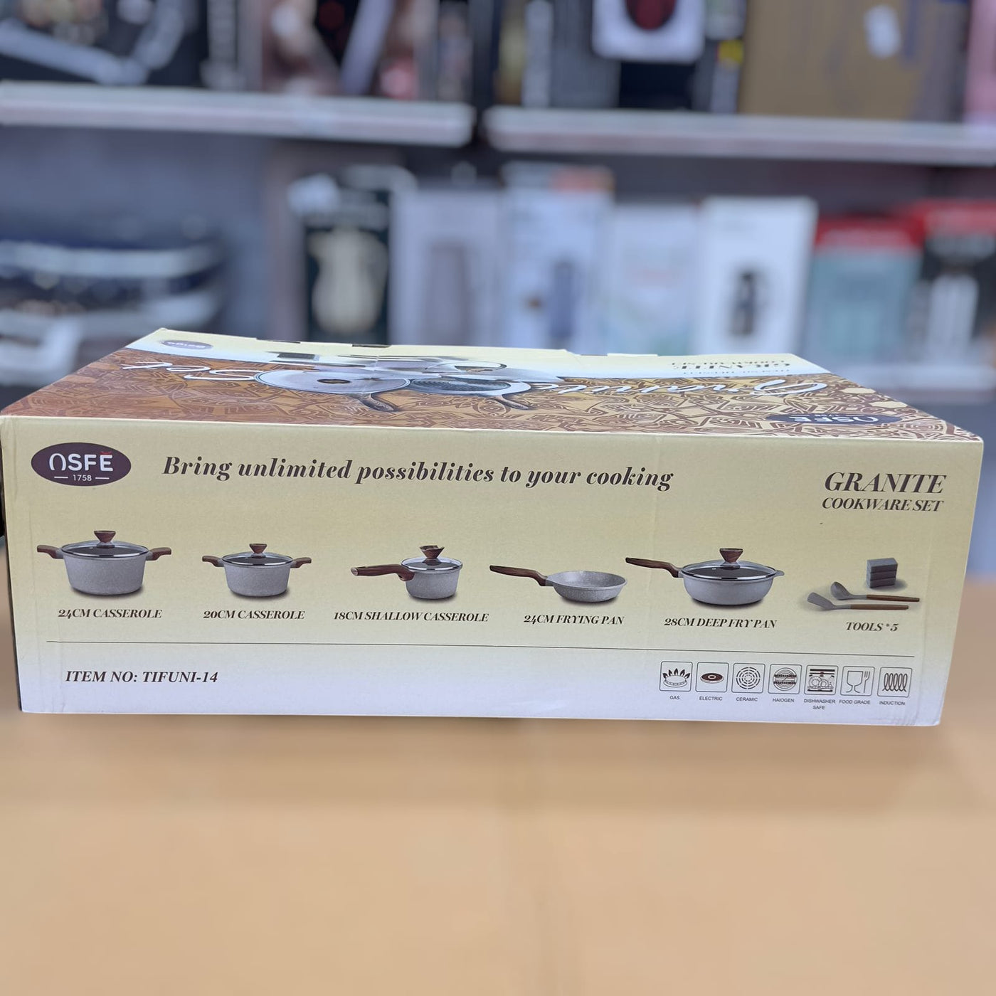Osfe 14pcs Granite Induction Based Cookware Set