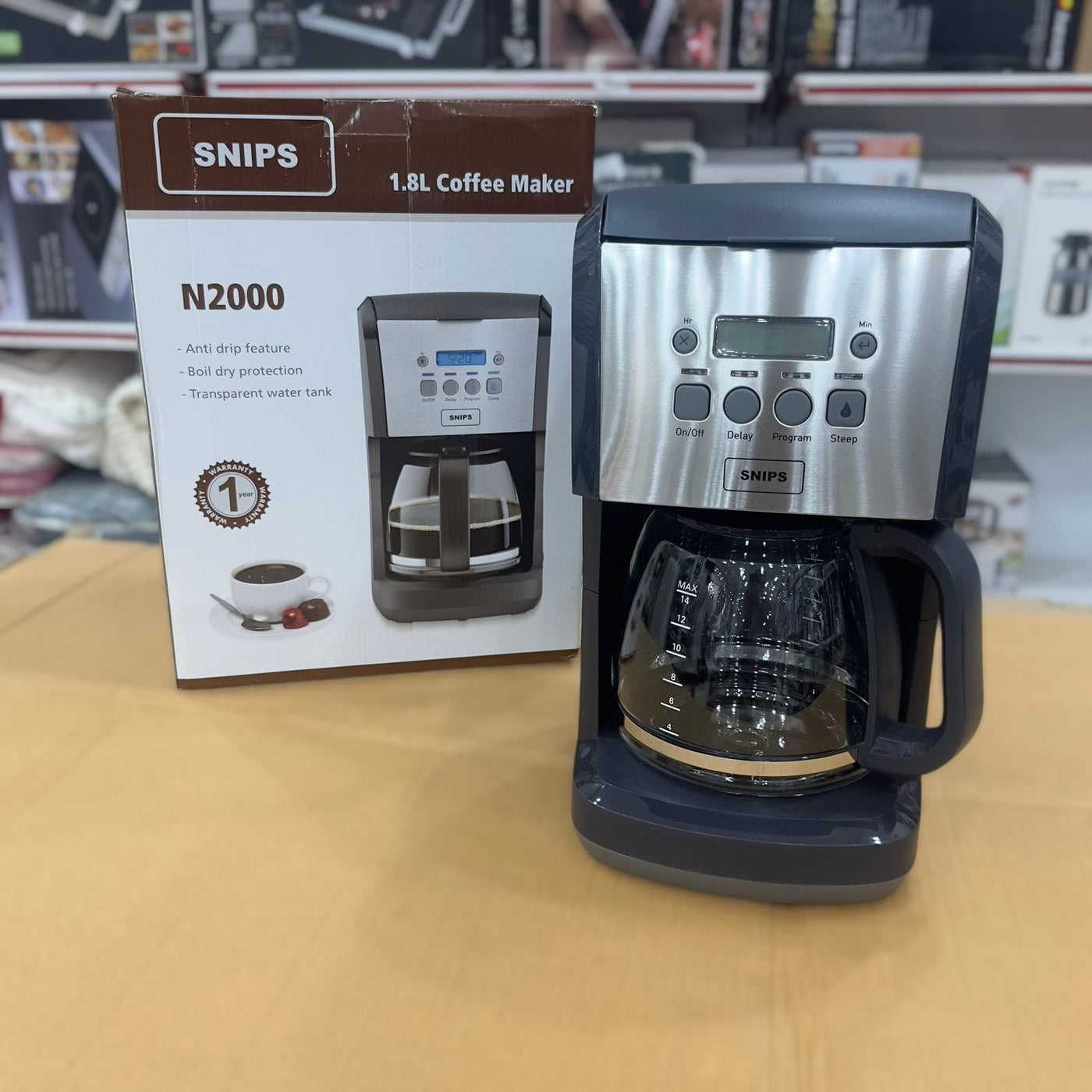 Imported Snips 1.8L Black Coffee Maker