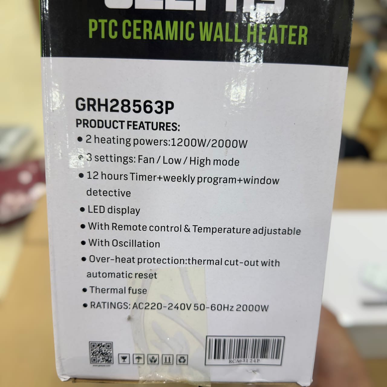 Geepas PTC Ceramic Wall Heater 28563