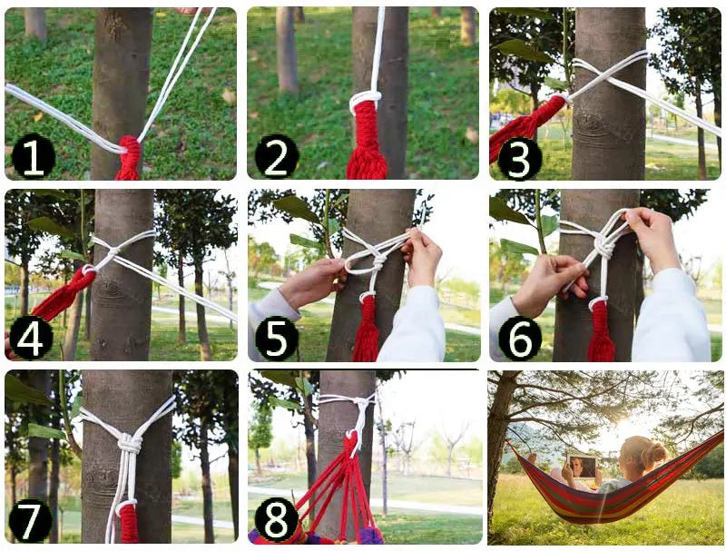 Outdoor Double Hammock with Wooden Spread Bars
