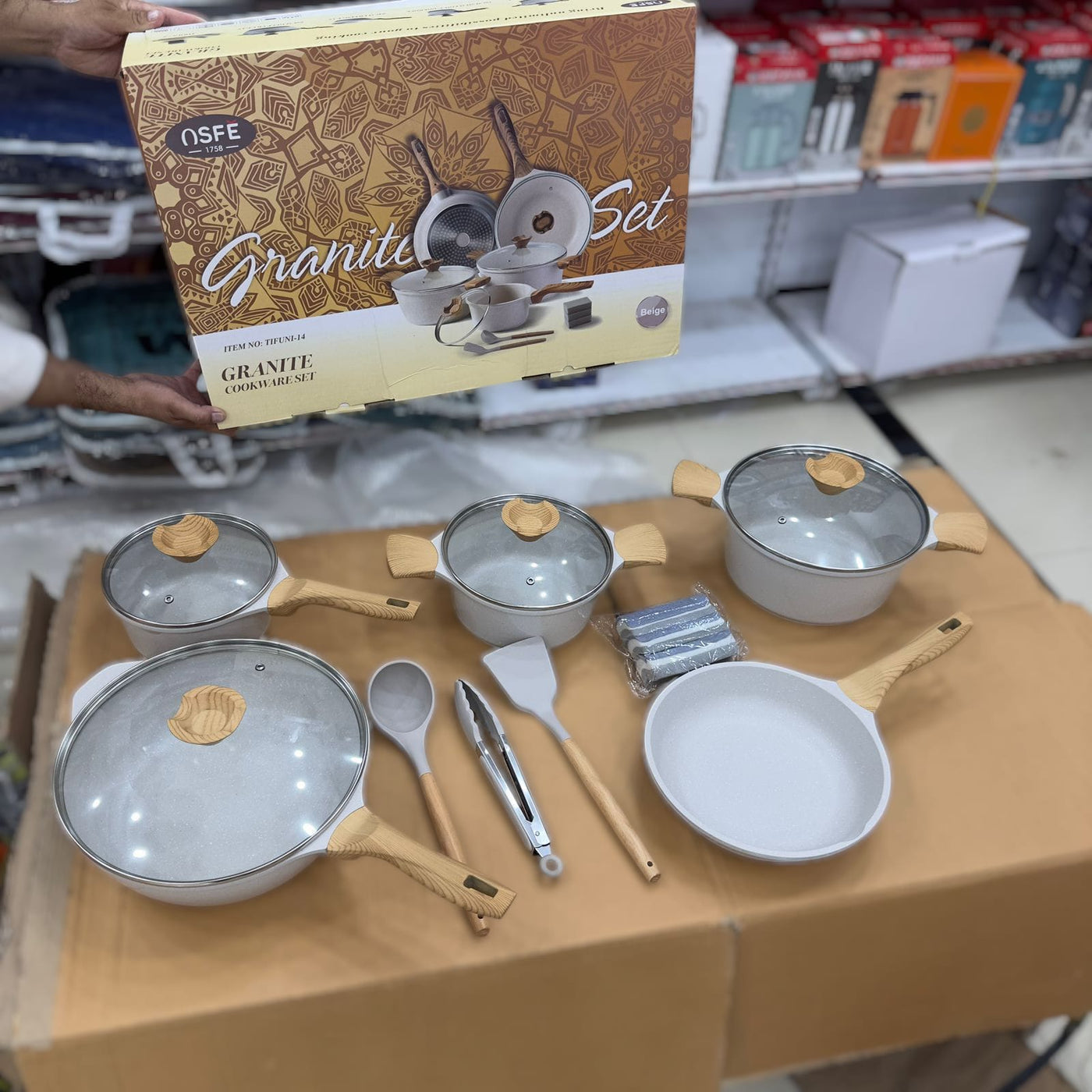 Osfe 14pcs Granite Induction Based Cookware Set