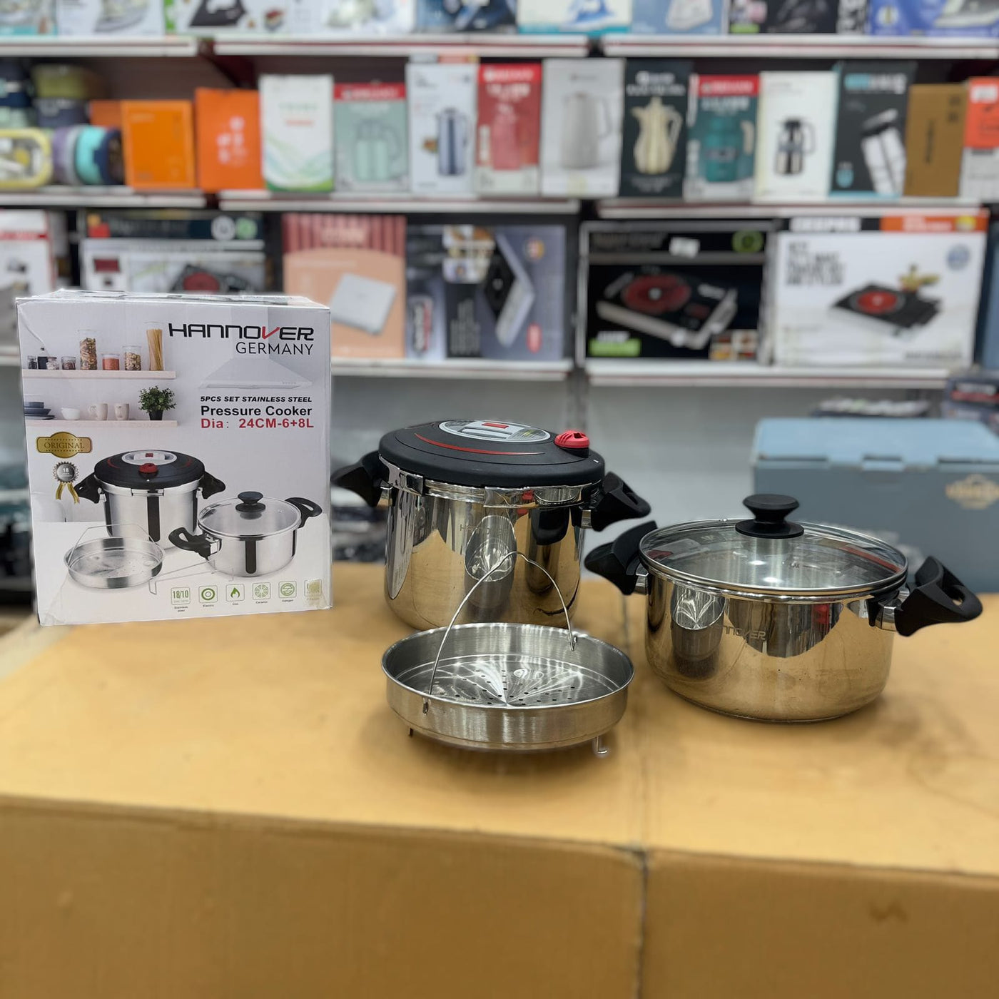Hanover 5pcs Automatic Pressure Cooker Set 6 & 8 Litre